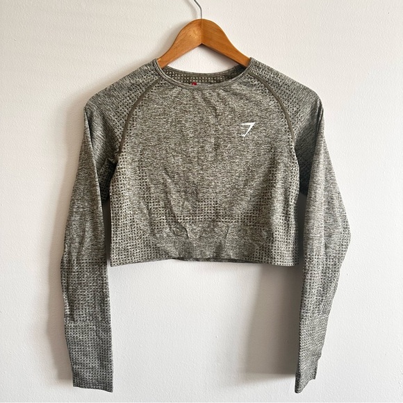 Gymshark Charcoal Long Sleeve Crop Top - Picture 1 of 5